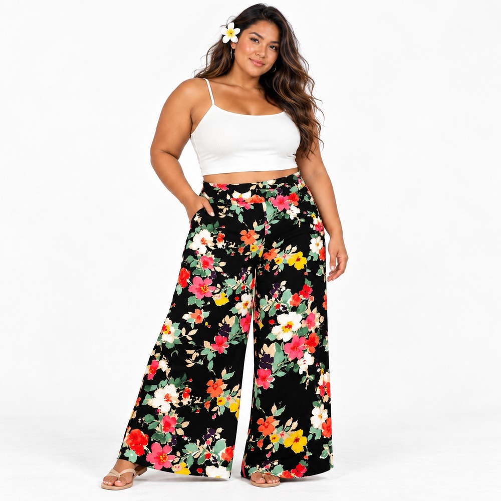 NWT Lauren Ralph Lauren Wide Leg Womens Pants Multicolor Floral Summercore 2X